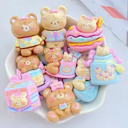 10Pcs New Cute Little Bear Series Flat Back Resin Scrapbooking DIY Jewelry Hairpin Craft Decoration Accessorie