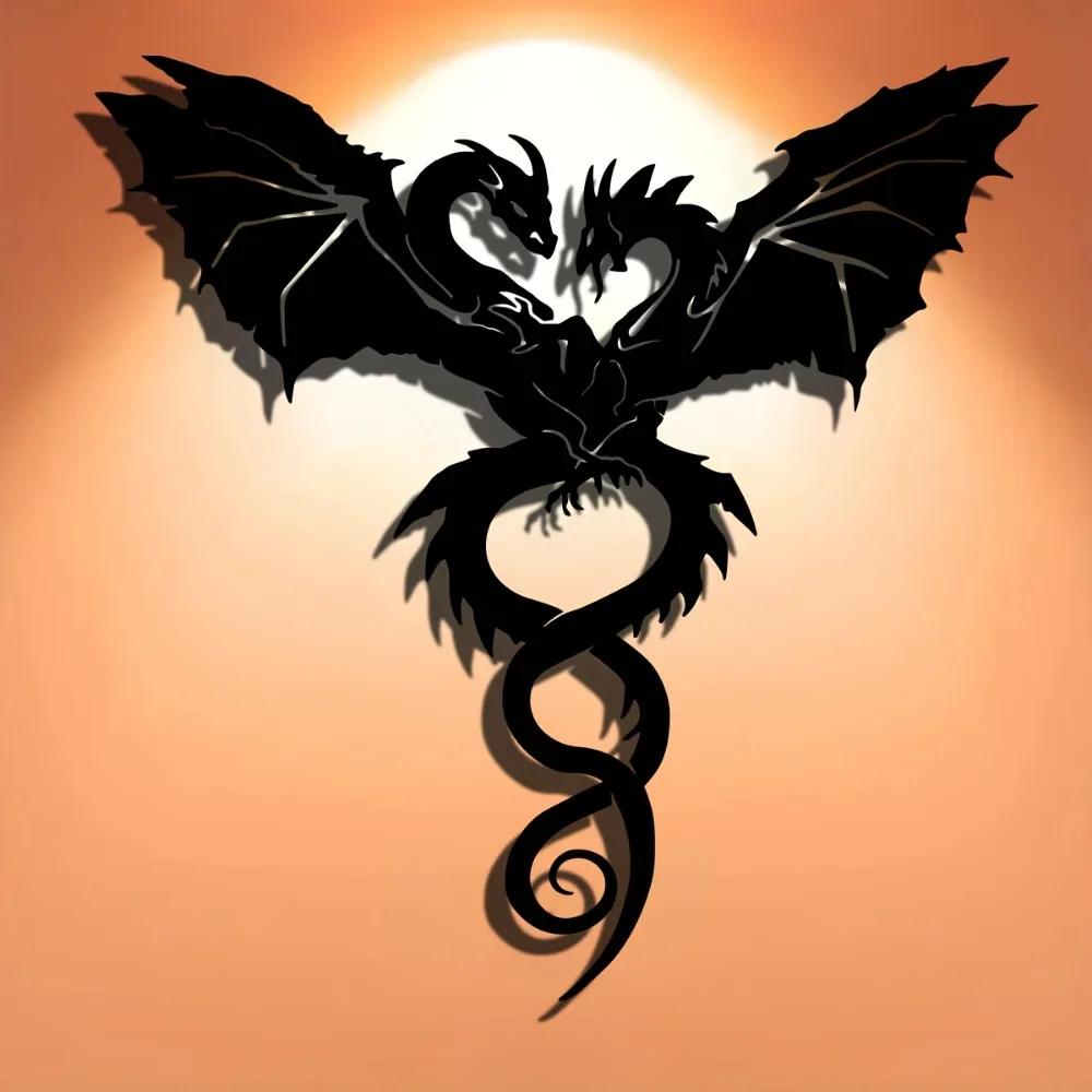 CIFBUY Metal Wall Art Dragon Sign Iron Craft Sculpture Indoor Outdoor Patio Plaque