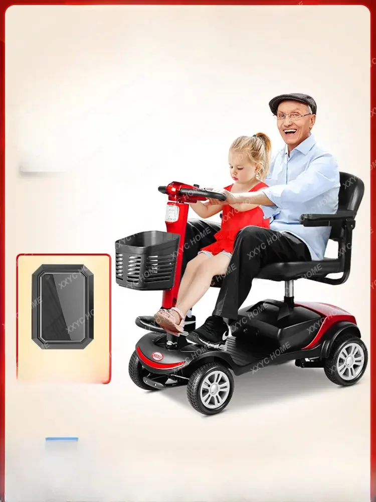 Elderly Scooter Four-Wheel Electric Disabled Double Elderly Power Car Foldable Battery Car