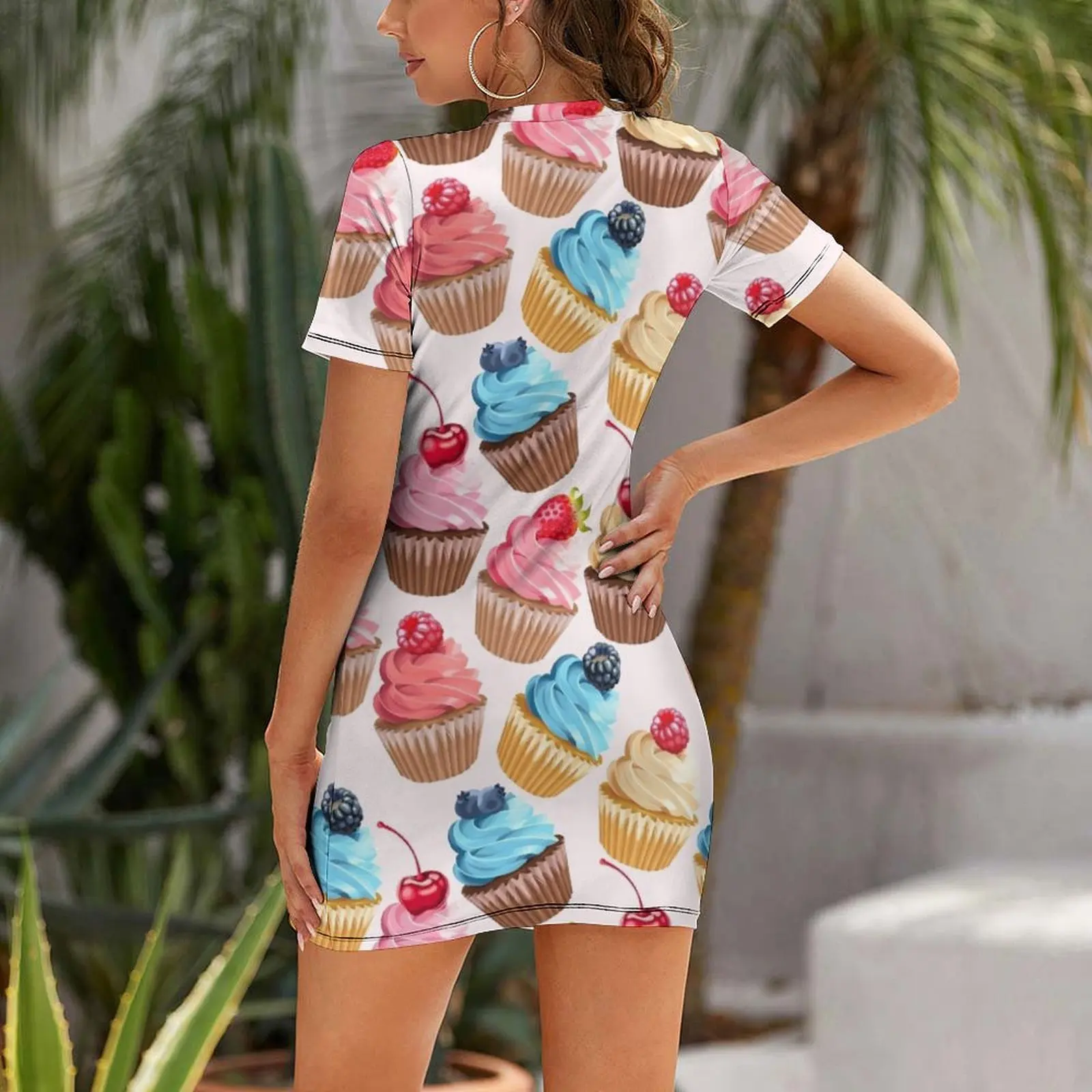 Delicious Retro Cupcakes Short Sleeved Dress dress for women Long veiled dresses clothes dresses for womens 2025