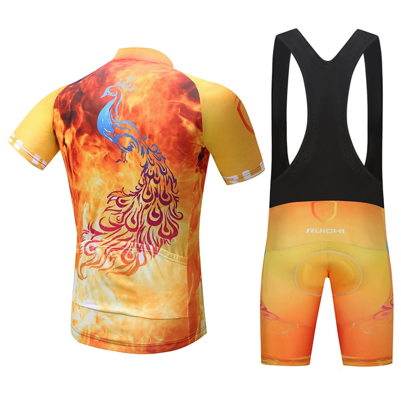 Summer Unisex Quick Dry Cycling Sets Anti-sweat Phoenix Pattern 3D Padding Cushion Sport Jerseys Customized/Wholesale Service