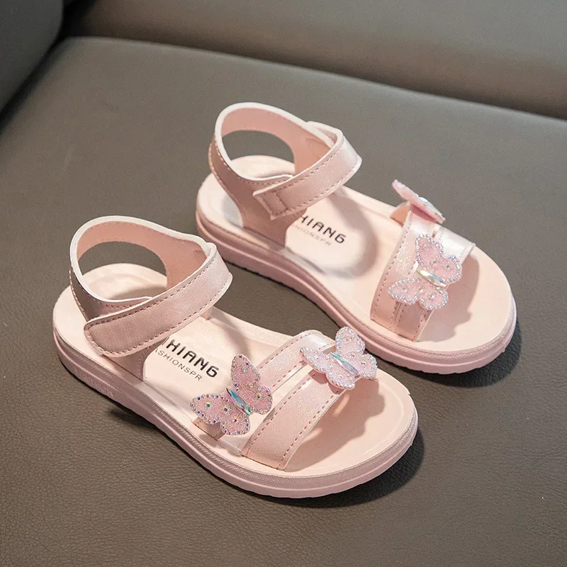 

Girls Sandals 2024 New Summer Soft-soled Non-slip Fashionable Children's Shoes for Small and Medium-sized Children Little Girls