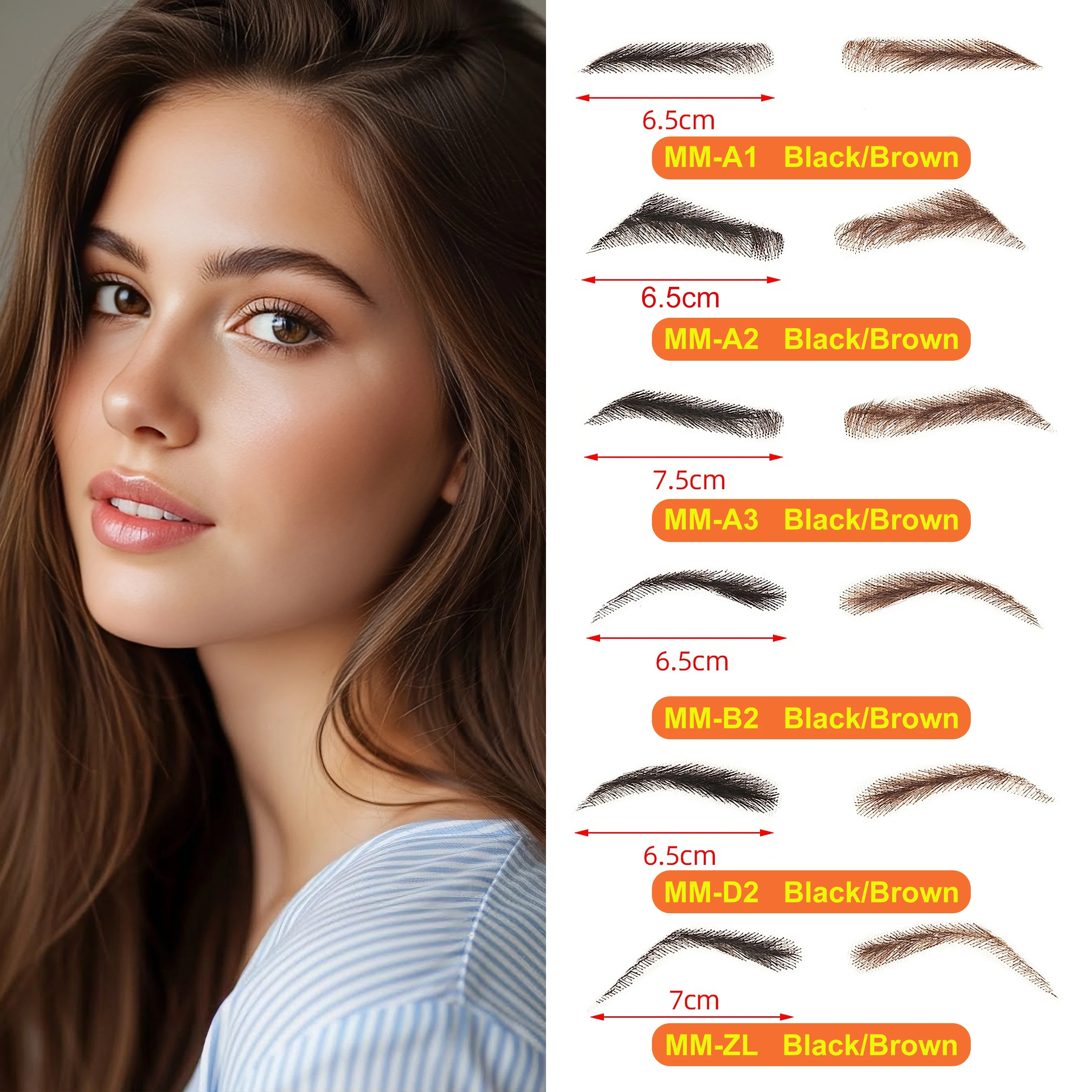 Fake Eyebrows Handmade 100% Human Hair Swiss Lace Eyebrows False Eyebrow Extensions for Women Six Eyebrow Types to Choose From