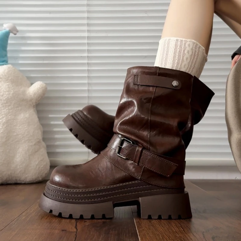 Women Platform Ankle Boots Fashion Heeled Shoes 2025 Winter Elegant New Trend Chunky Chelsea Boots Party Brand Woman Botas Mujer