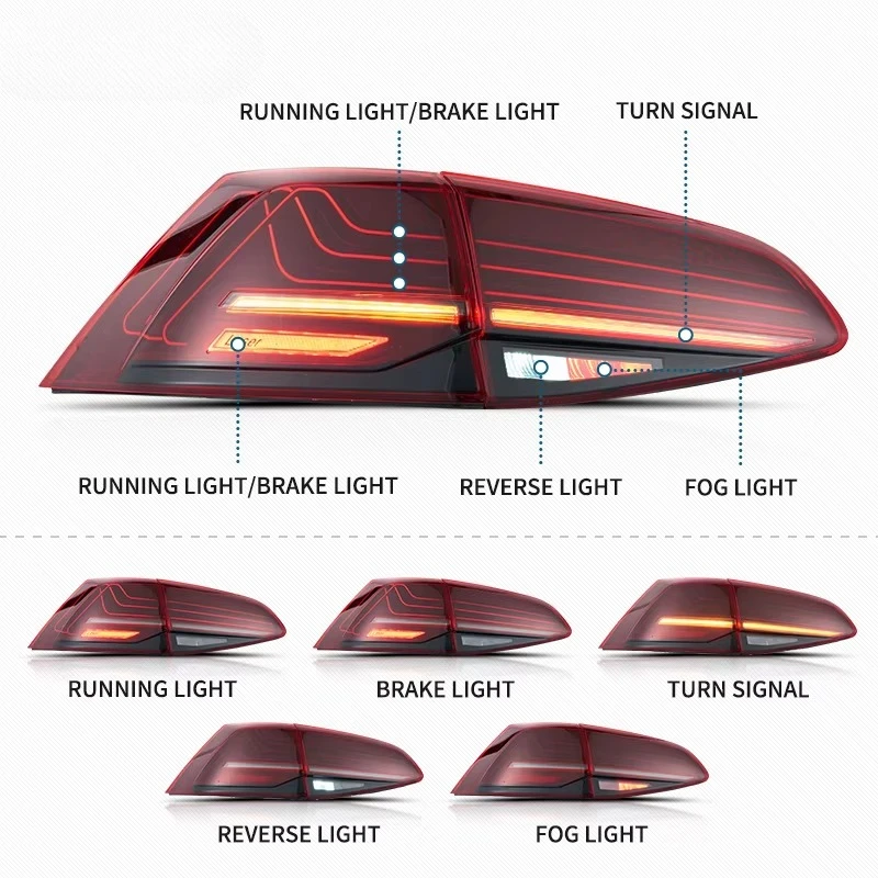 Manufacturer LED Taillights Laser Style Rear Tail Lamp Assembly 2004-UP Sequential Rear Light for VW Mk7 Golf 7 Golf Mk7.5