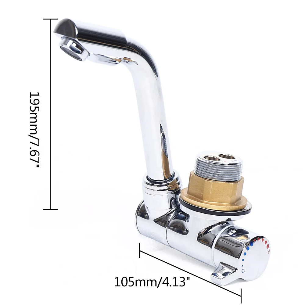 360 ° صنبور دوران لقافلة RV، صنبور مياه مطلي بالكروم بمقبض واحد RV 360 ° مرفق داخلي لقافلة الصنبور الدوار #4