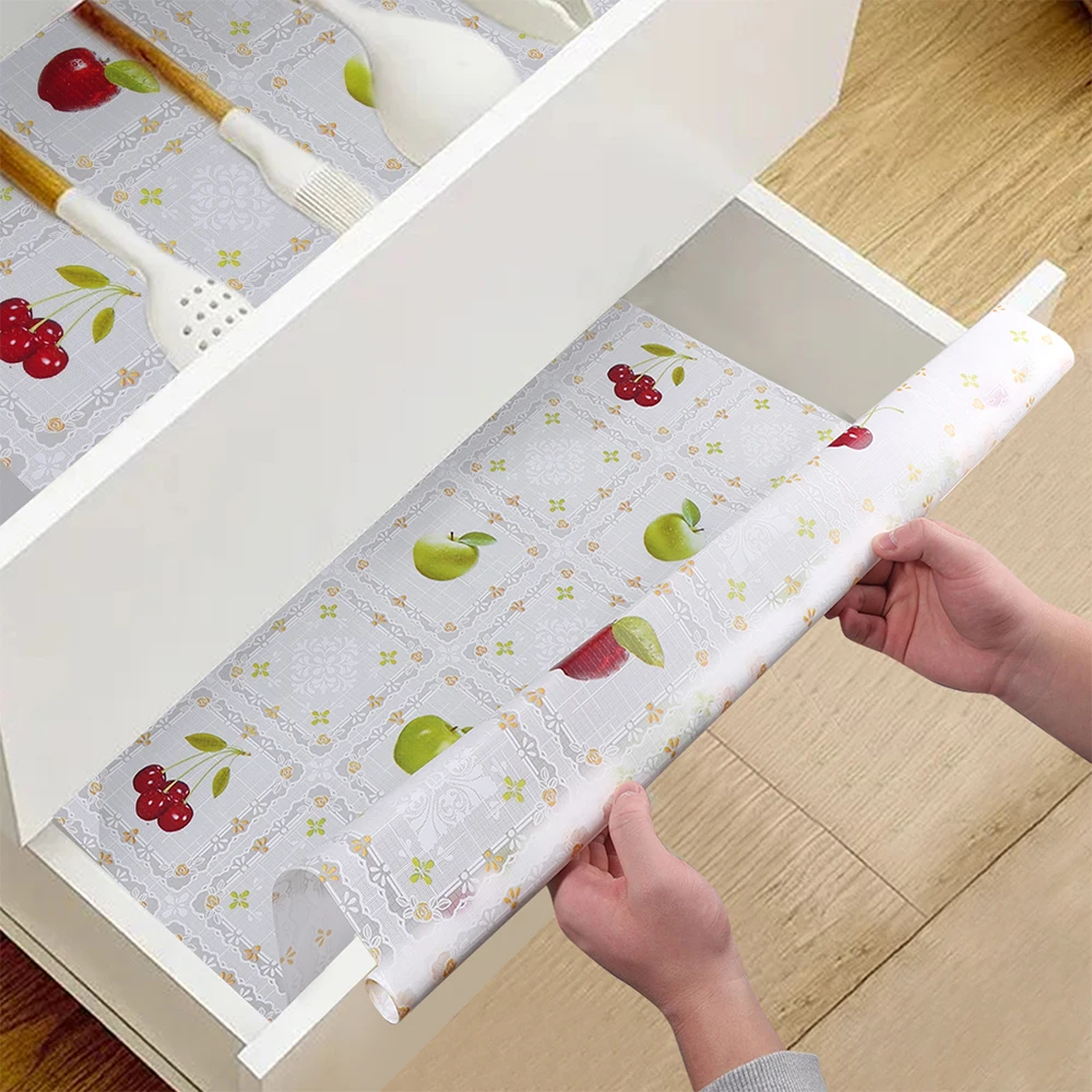 1 Rolle Orchard Rack Liner Küchenschrank wasserdichte und ölbeständige Tischdecke Kühlschrank einfaches Tischset nicht klebende Schubladeneinlage