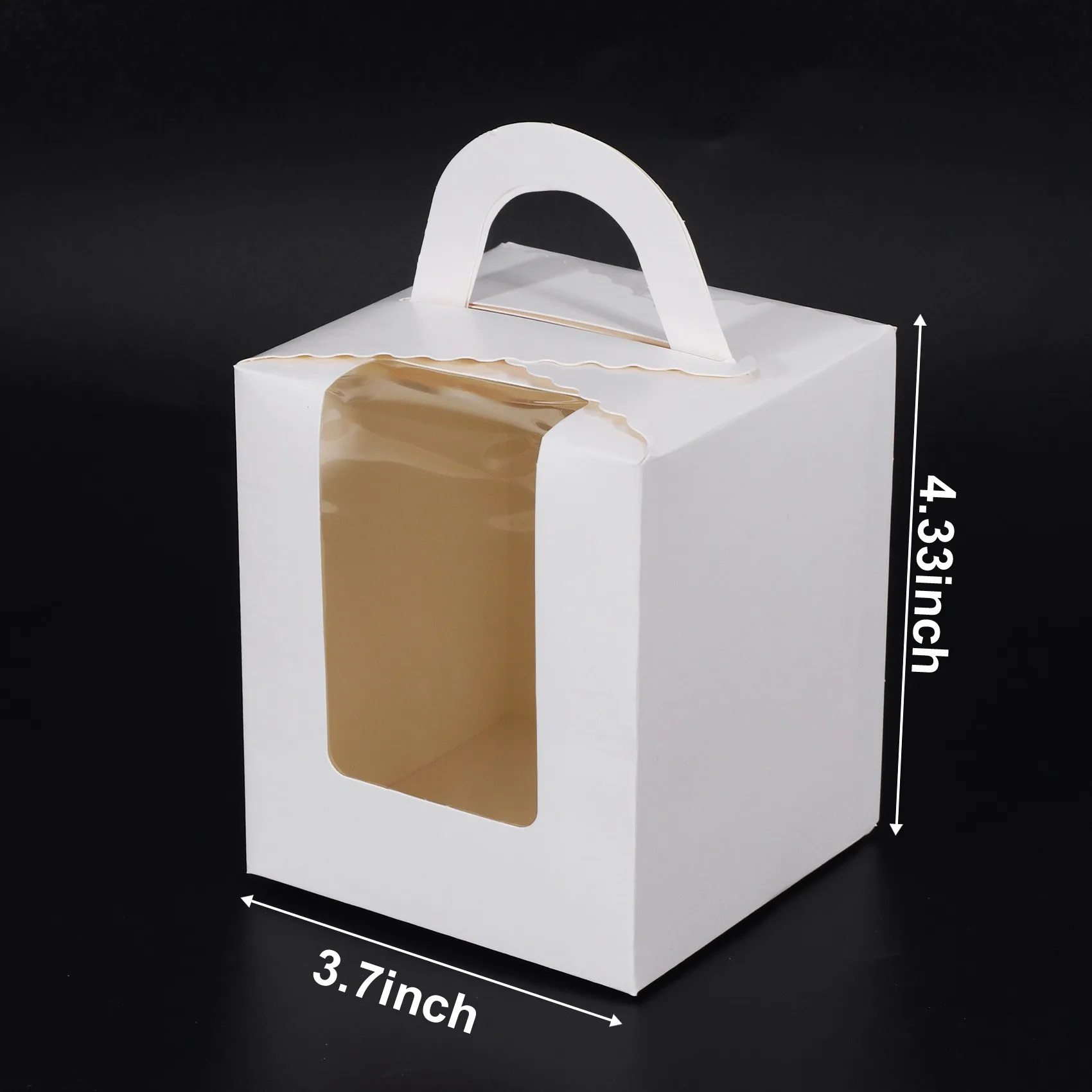 AWAH 50 PCS Single Cupcake Boxes White Individual Cupcake Carrier Holders With Window Inserts For Bakery Wrapping Packaging