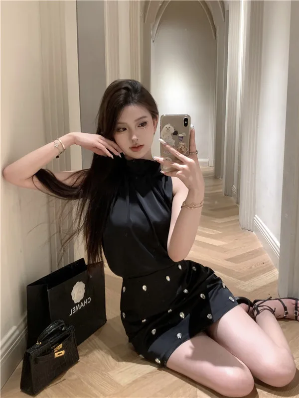 

Летний жилет Dopane oulder Bared Ne Top Vest High-End Sensation Small- Design Svel Chiffon irt Women