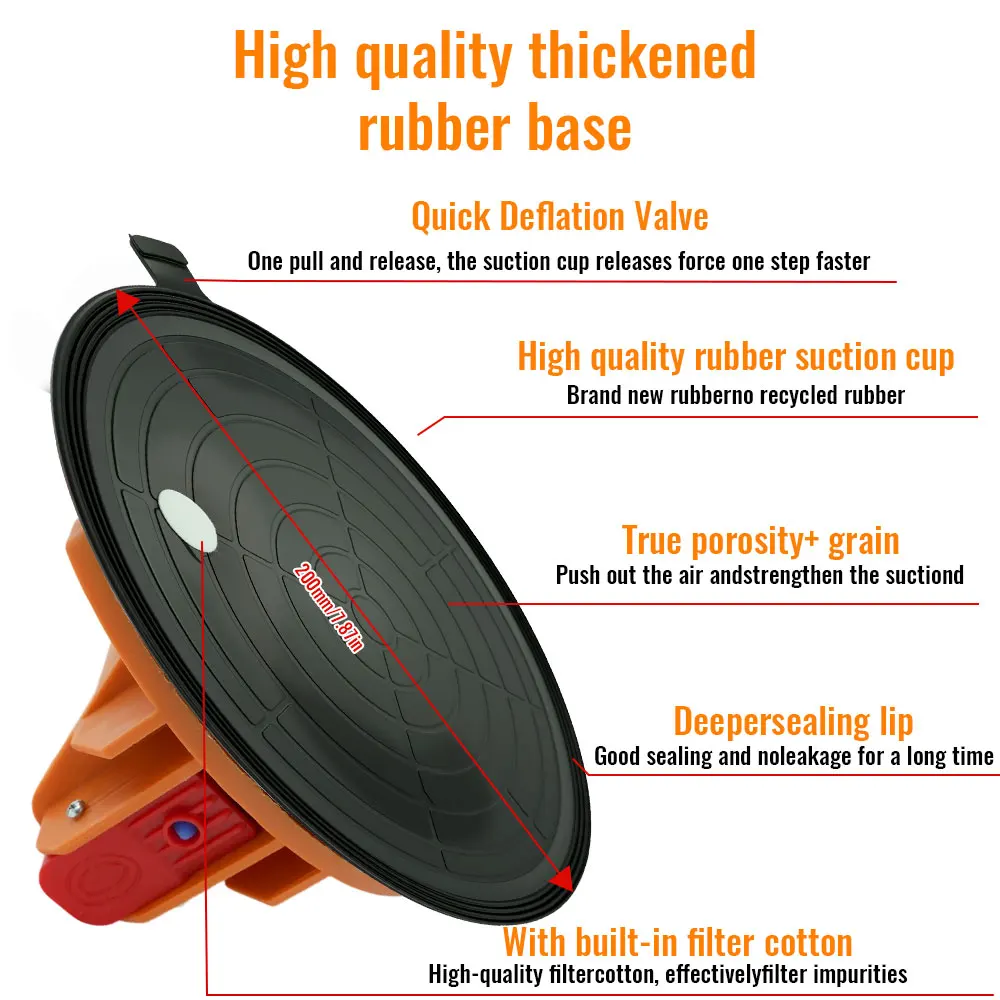 Pompa Tangan Penghisap Ubin dengan Pengukur Tekanan Beban 250 kg Penutup Anti Debu untuk Penanganan Kaca/Marmer/Papan/Ubin