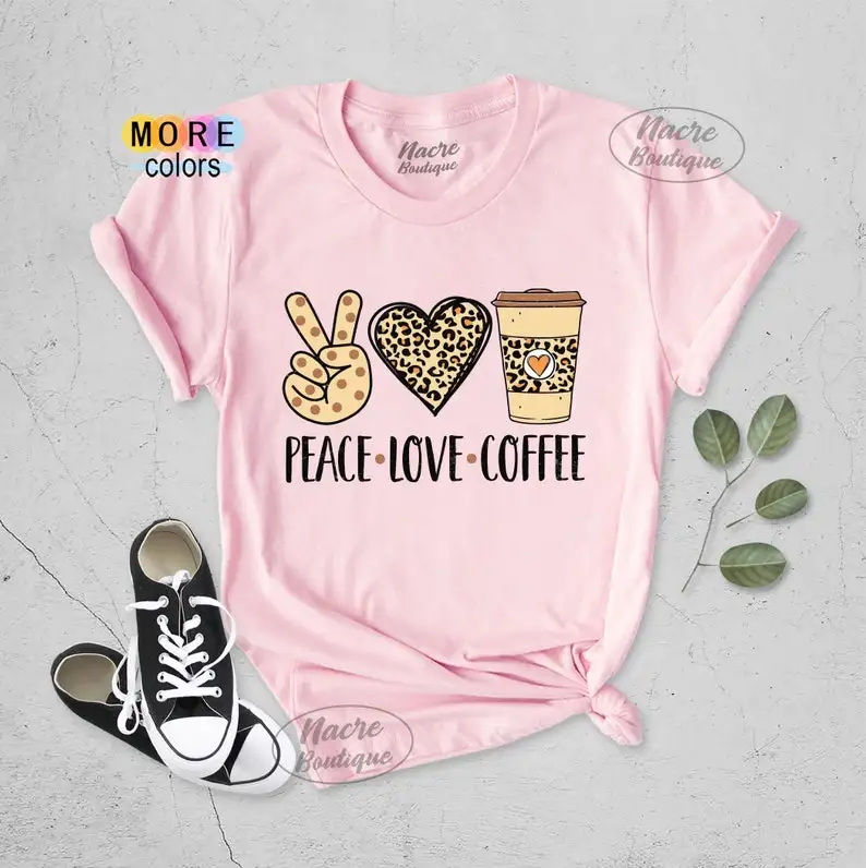 Camisetas de café de amor de la paz y2k, ropa kawaii para mujer, camisetas gráficas, tops y2k