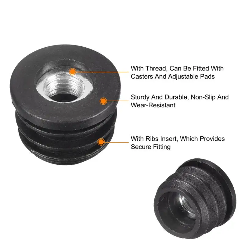 4/8/12PCS Round Nut Hole Plug Black Round Plastic Pipe Plugs Adjustable Screw Foot Pad Furniture Leg Cover End Caps view 3