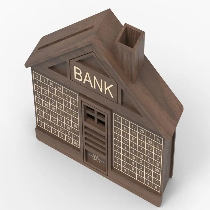 Wood Money Box For Cash House Savings Money Box 1000 Or 2000 Euros Adult Money Counting Bank With Marker Pen Money Bank House