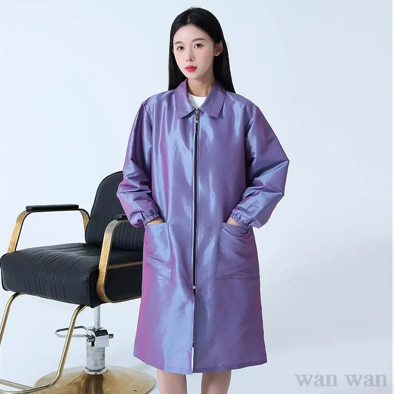 

Pet Dog Grooming Work Clothes Long Sleeve Pet Shop Uniforms Hair Salon Hairstylist Robe Hairdresser Anti Hair Gown Women's Apron