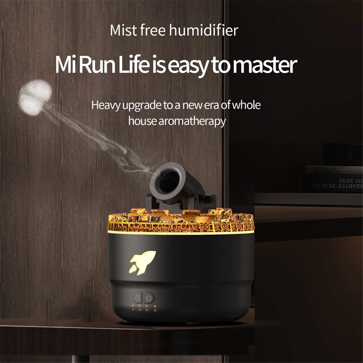 Air HumidifierSimulated Fire Essential Oil Diffuser Aromatherapy Air Humidifier กลิ่นหอมขนาดเล็ก Aroma Humidifier Diffuser,A