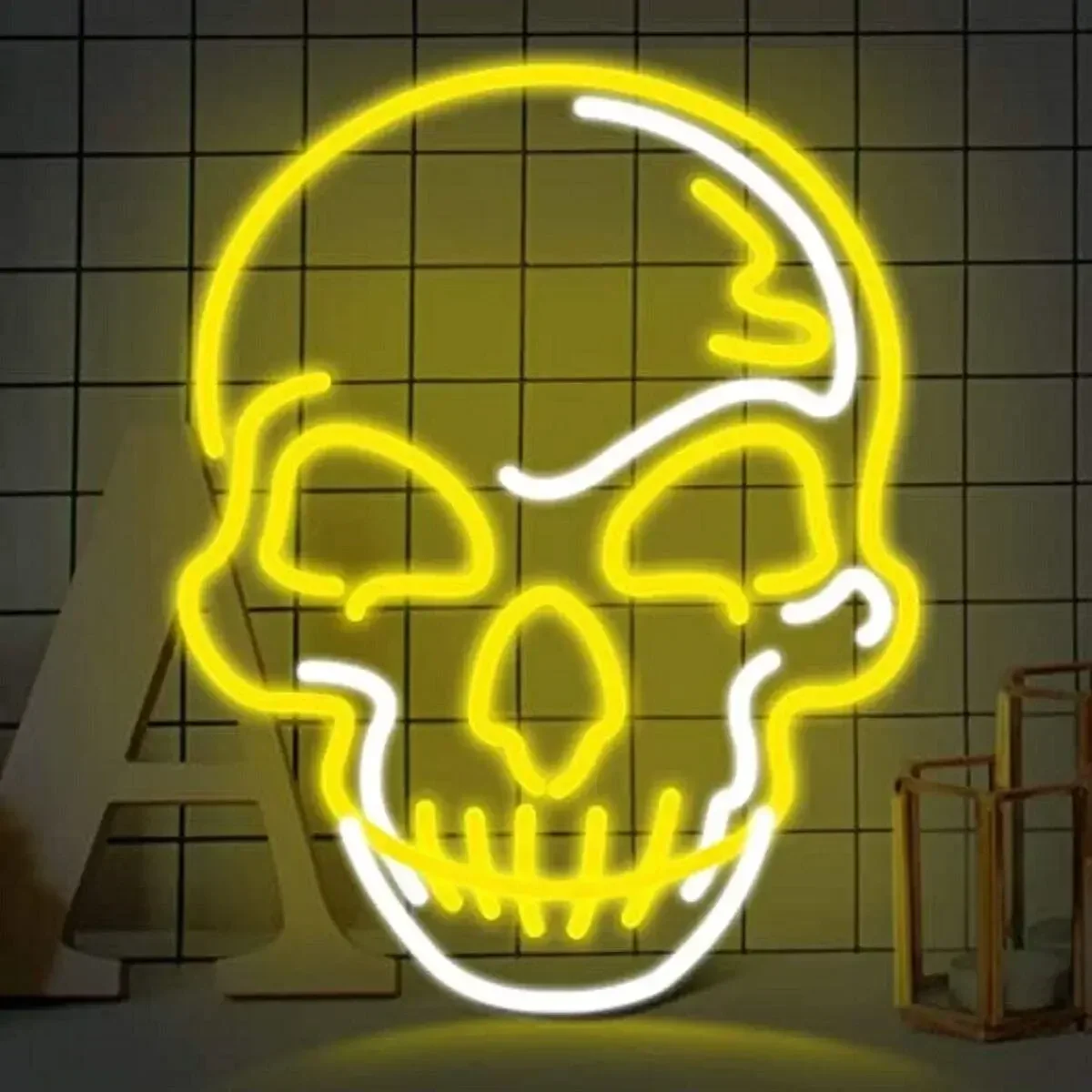 

Skull Led Neon Signs for Wall Halloween Decor Lightning USB Powered Led Lights Signs for Bedroom Kids Teen Boy Gift Game Room