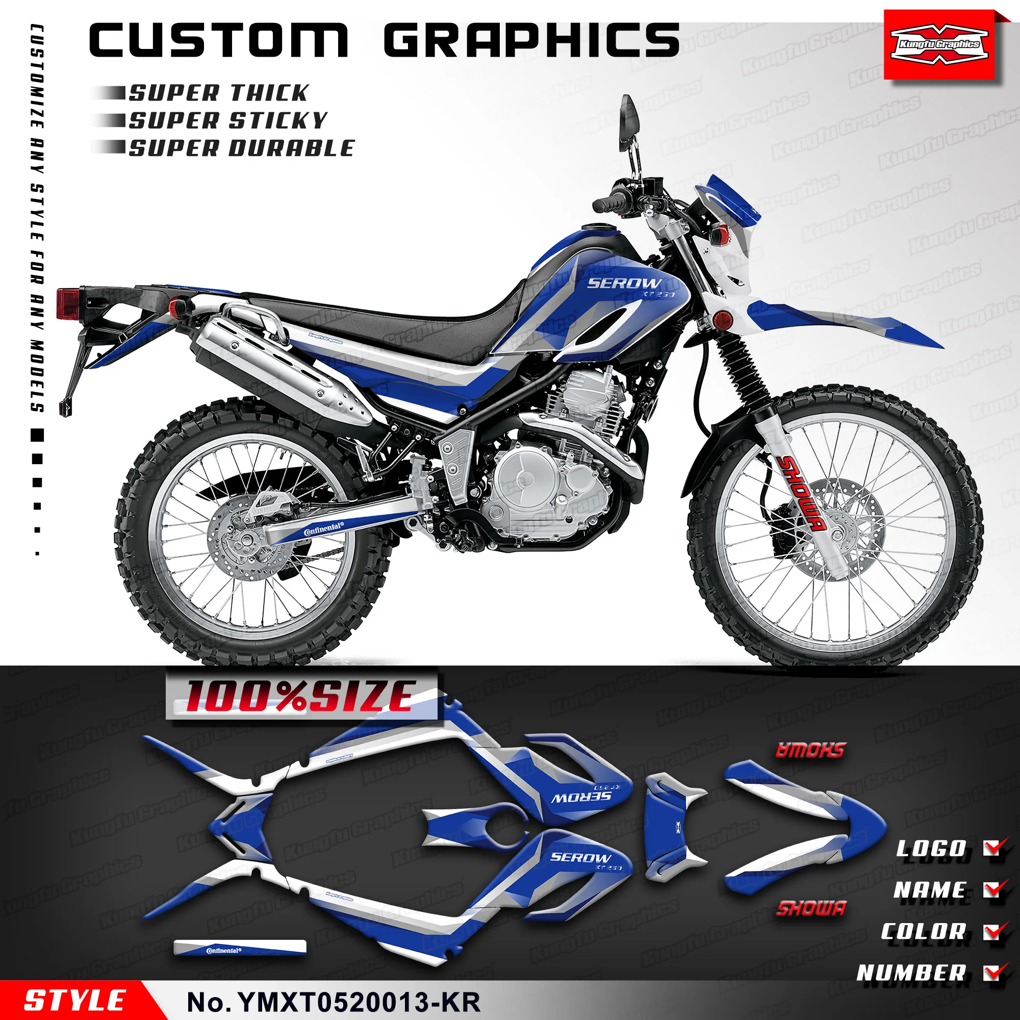 

KUNGFU GRAPHICS Sticker Kit Motorcycle Decals for Yamaha Serow XT250 XT 250 2005-2020, Rebuilding, YMXT0520013-KR