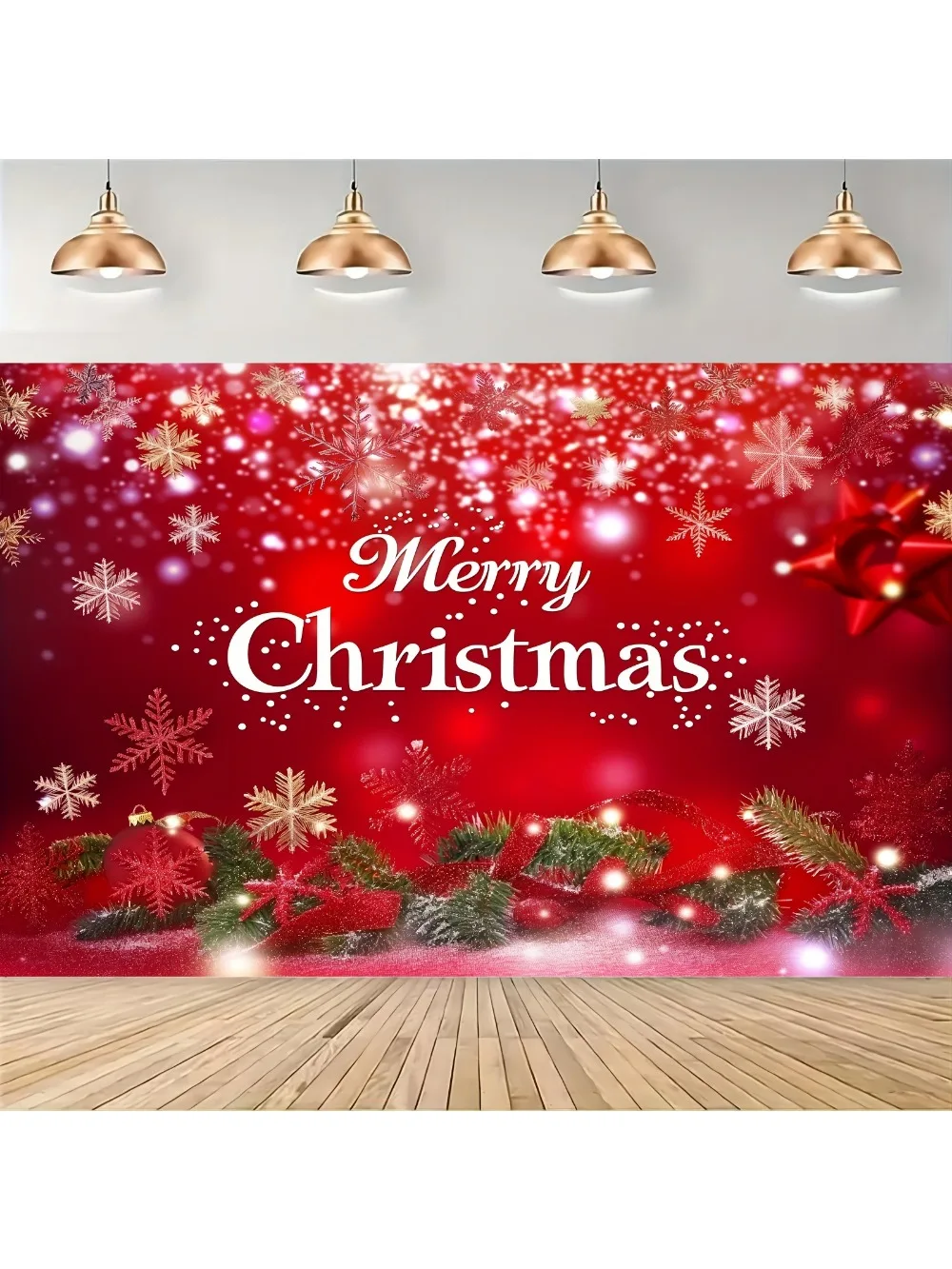 Snowflake Christmas Background Cloth - Merry Christmas Winter New Year Party Decoration - Photography Background Banner