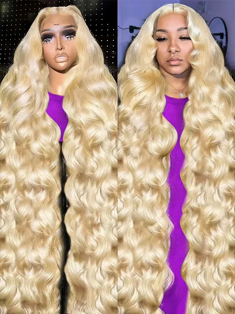 40 Inch 613 Body Wave Blonde 13x6 Hd Lace Frontal Human Hair Wig Brazilian Color Water Wave Lace Front Wigs Women 250% Density