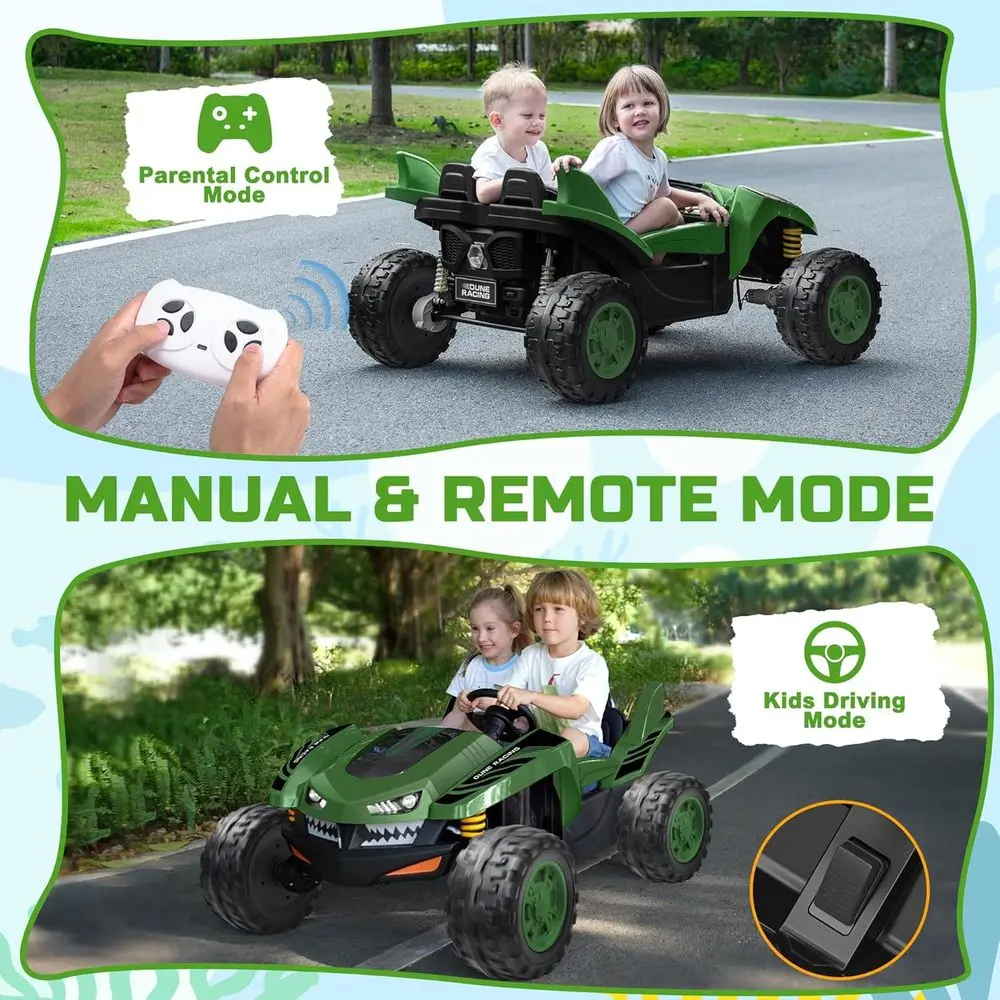 24V Ride on Toys for Big Kids, 4x200W, Max 5.1MPH, EVA Tires, 21" Spacious 2 Seater, 4-Wheeler Suspension, Remote Control,Green