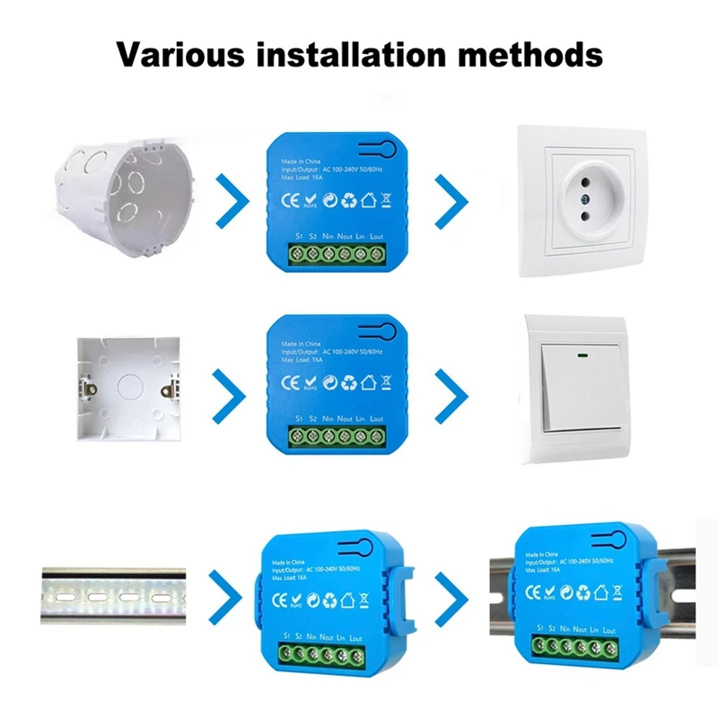 Tuya Smart ZigBee Switch Module 2 Way Light Control Timing Dual Control 16A Energy Monitor for Home-A10G
