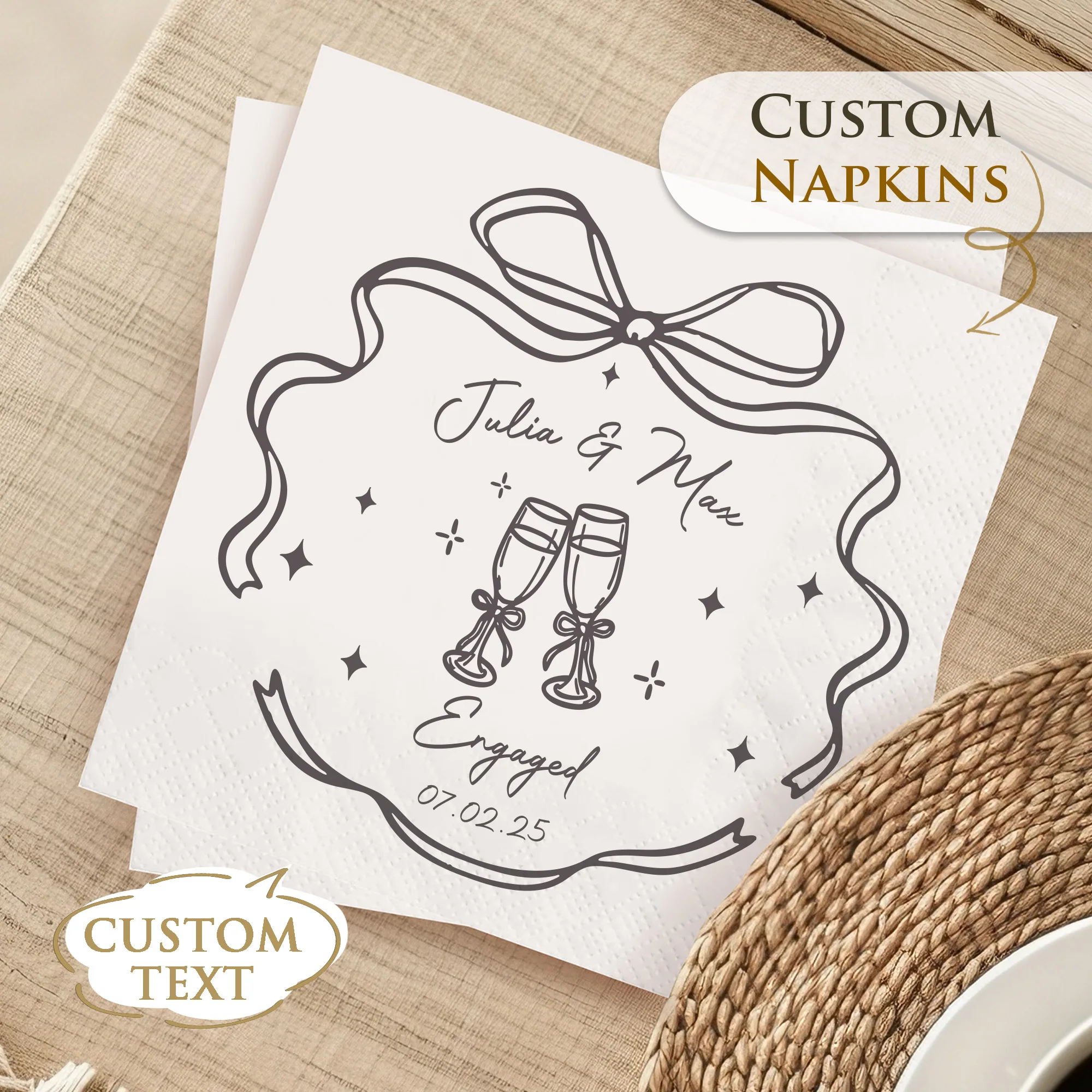 

Personalized Paper Napkins for Wedding Custom Cocktail Napkins of Text Elegent Disposable Napkins,for Baby Shower Hen Party