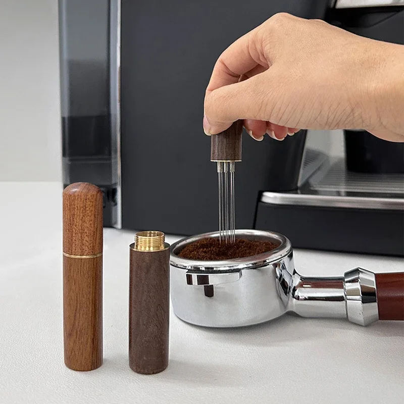 Barista Coffee Powder Tamper 6-Needle Stainless Steel WDT Tool for Espresso Puck Prep Anti-Clumping Stirrer for Even Extraction