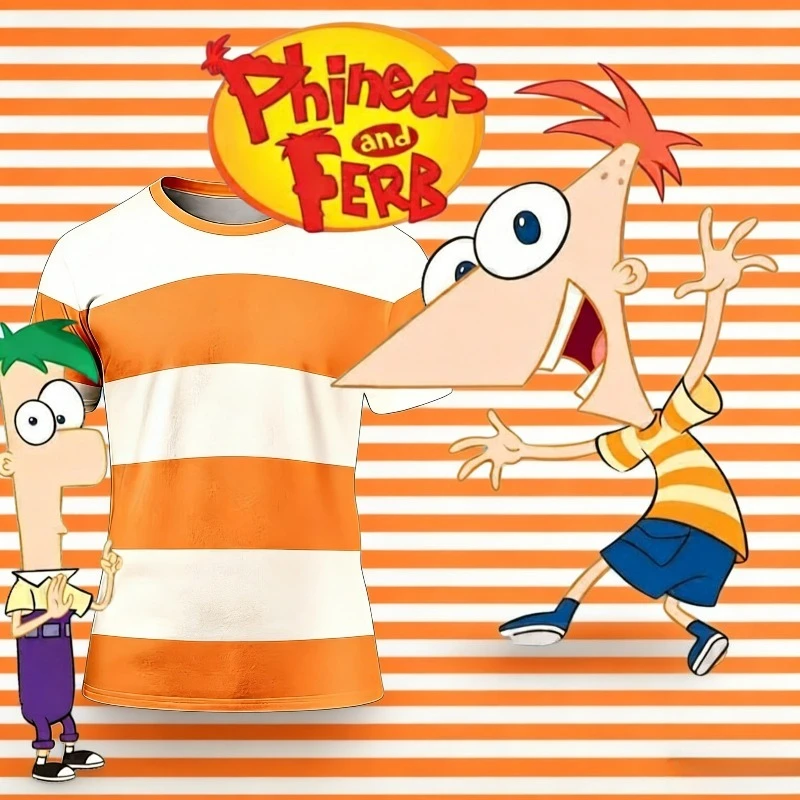 

Футболка-костюм Дисней Финес и Ферб, 3D-футболка для косплея Финес и Ферб, футболка с принтом Финеса по всей поверхности, футболки Финес