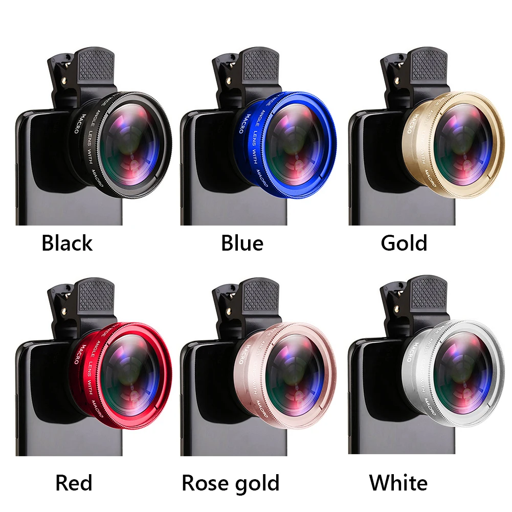 2 in 1 Lens Universal Clip Phone Lens Professional 37mm Mobile Phone Lens HD Lens Professional 0.45X 49UV