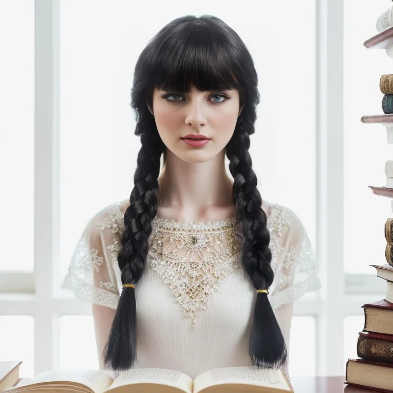 

Парик для косплея «Среда» для девочек и детей, для взрослых и женщин, парик с длинными волосами, термостойкая синтетическая коса, карнавальный парик на Хэллоуин, реквизит