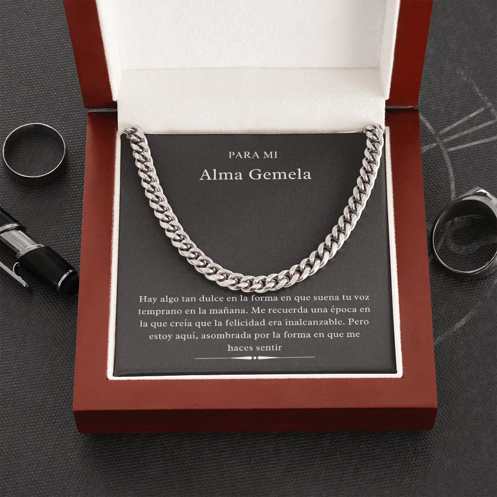 Alma Gemela | Cadena de Eslabones Cubanos New Link Chain Necklace Gift For Son Boys Cool Men Necklace Gifts Dropshipping