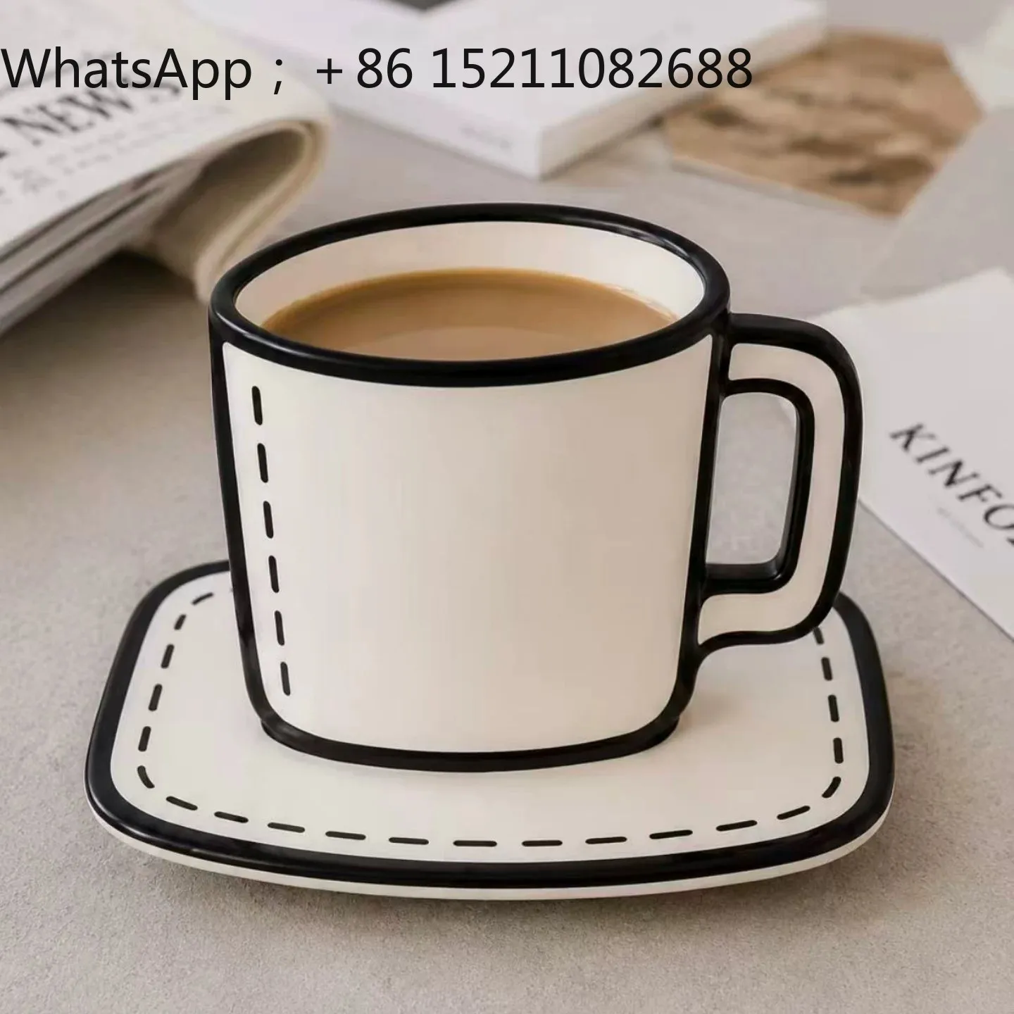 SCY two-dimensional comic ceramic mug casual simple coffee cup household water cup