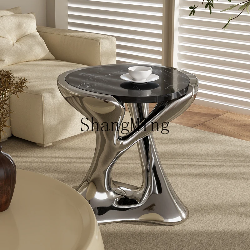 

HJ modern light luxury edge few creative geometric marble living room round high-end sofa corner few