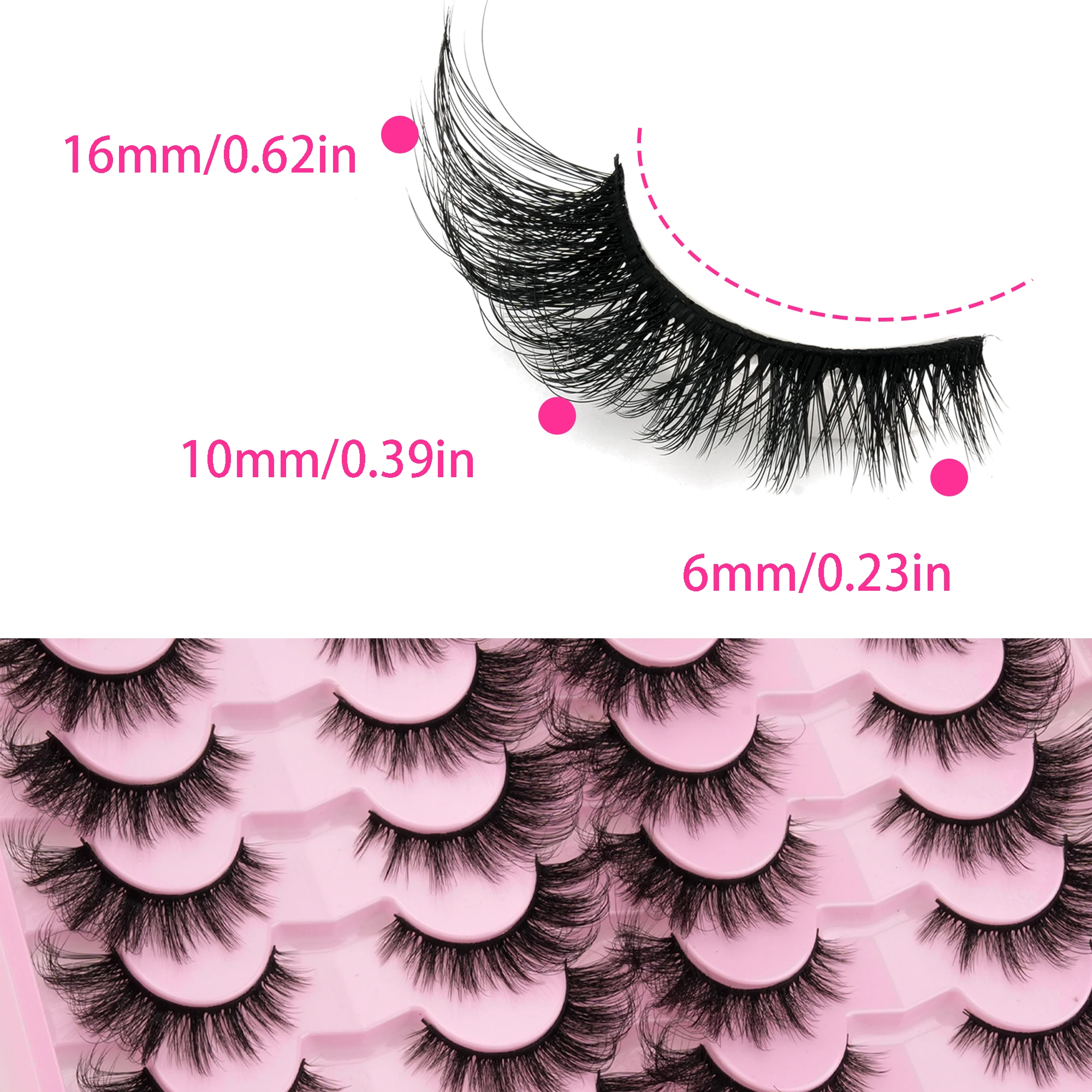 20 Pairs 16mm Dramatic False Eyelashes 3D Multi‑Layer Fluffy Voluminous Strip Lashes Soft Black Band Reusable Eye Makeup