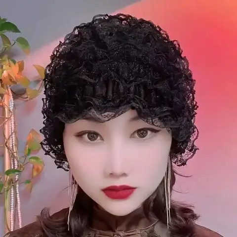 레이어 캡 패션 홈 통기성 작은 모자 C096에 흰 머리카락과 깨진 머리 레이어를 덮는 새로운 아름다움 원사 탄성 레이스 모자