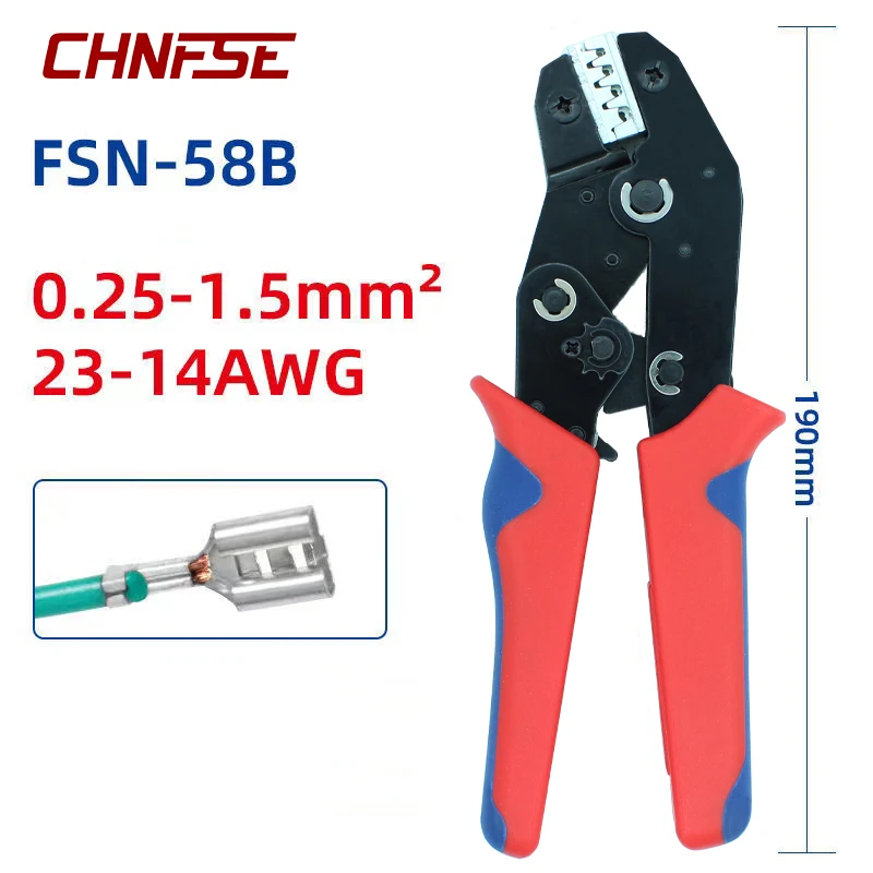 SN58B Crimping Pliers Tool DuPont2.54/2.8/4.8/6.3mm Terminal Insulation Connector Electrical Spade Connector Insulating Sleeve