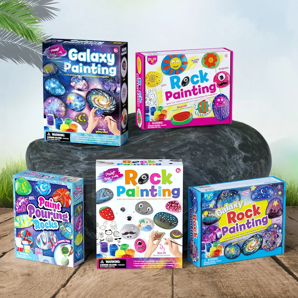 DIY Cobblestone hand painted Paint Pouring Rocks Galaxy Rock Painting colourful planet learning toys Educational puzzl toy set