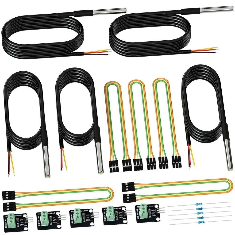 For Continuous Submersion Waterproof Temperature Sensor 1-Wire Digital Sensor Temperature Sensor Adjustable Resolution