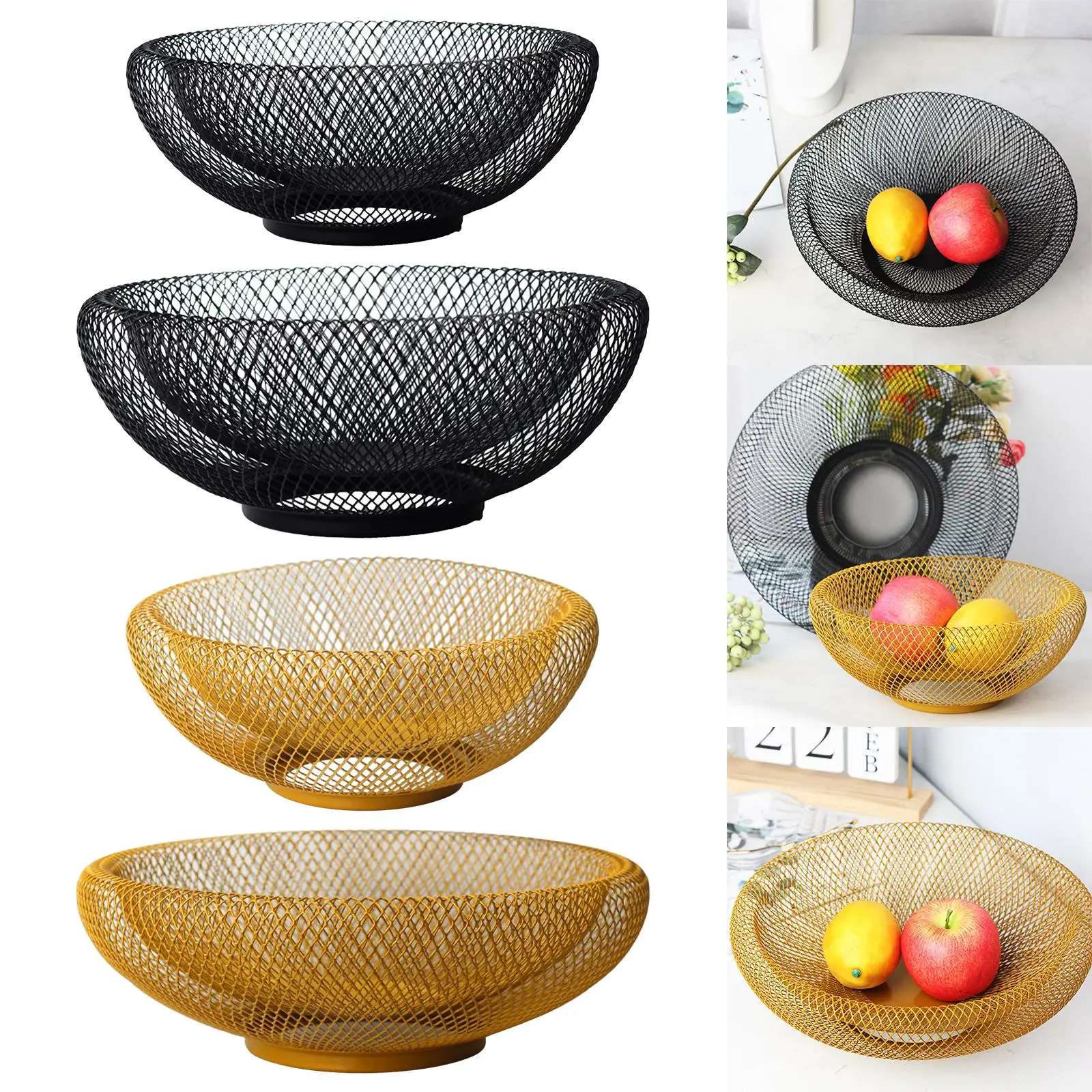 Multipurpose Metal Wire Fruit Basket Snack Bread Storage Bowl Candy Storage Modern Vegetable Stand Holder for Kitchen Wedding