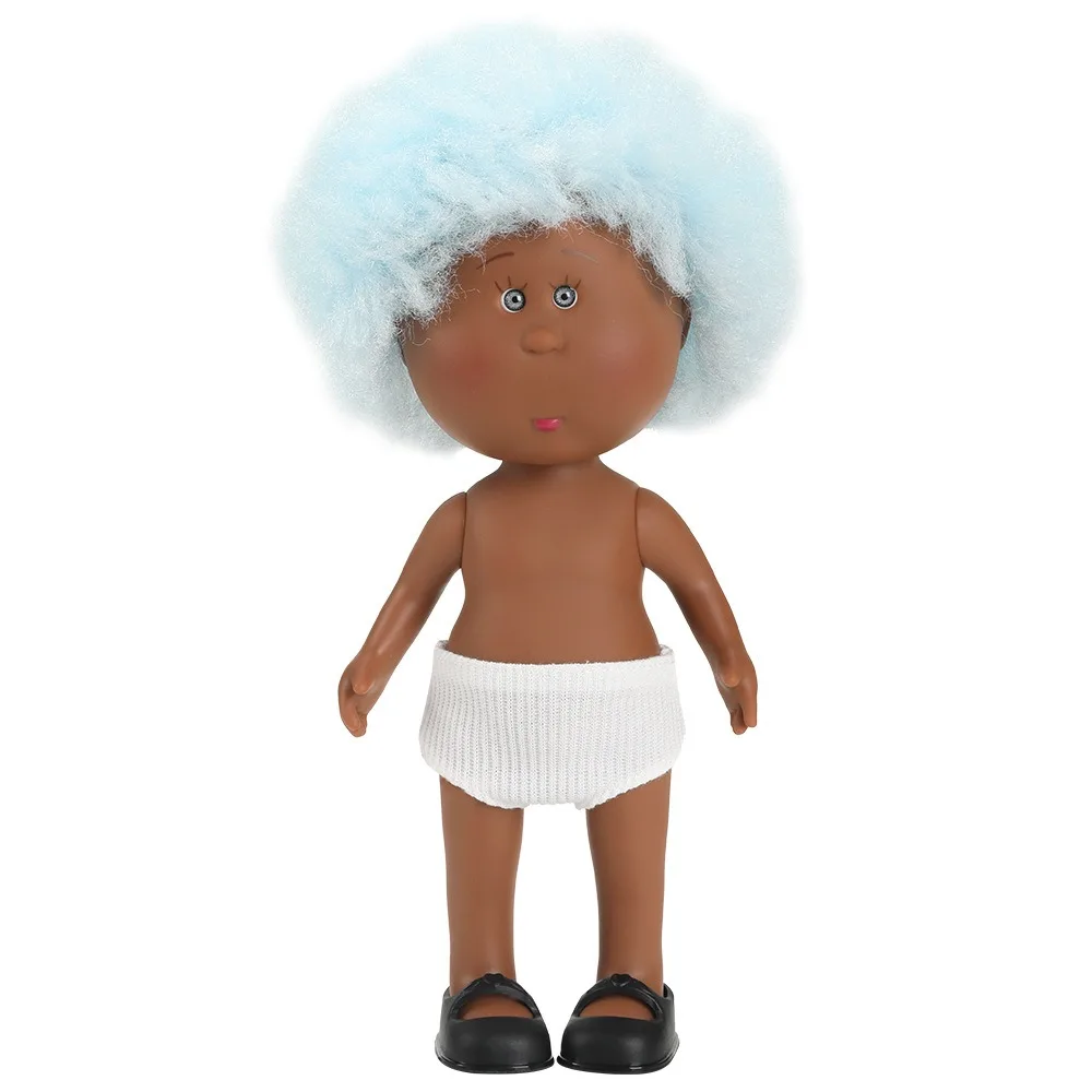 

Fashion Curly Hair 24cm Bean Eye Vinyl Doll Dark Skin Movable Mia Potato Dolls Dress Up 24cm Action Figure Body Doll Accessories