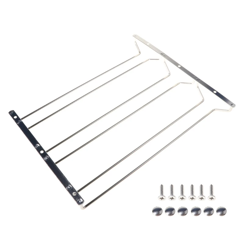 

New 3 Rows Under Cabinet Wine Glass Storage Holder Wire Wine Glass Hanger