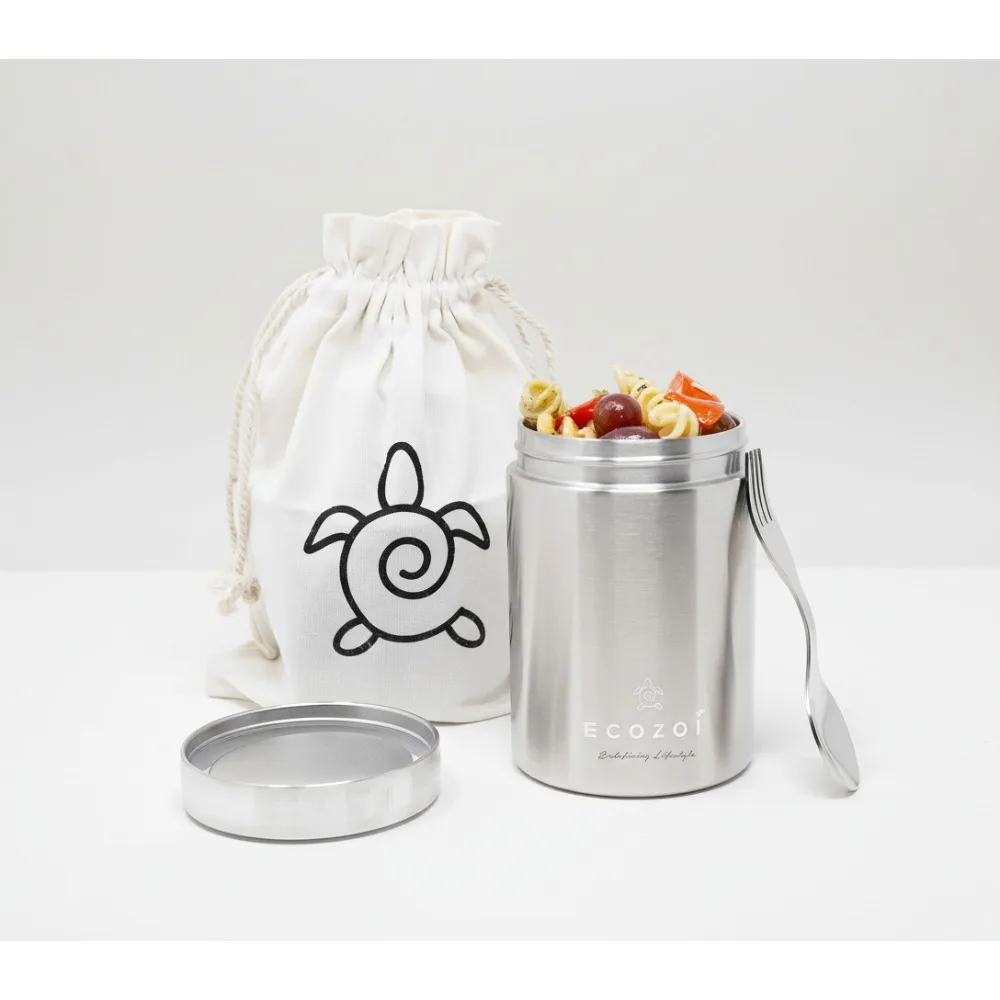 

Stainless Steel Insulated Lunch Box, Vacuum Food Jar 17 Oz with Spork & Cotton Bag for Adults Outdoor