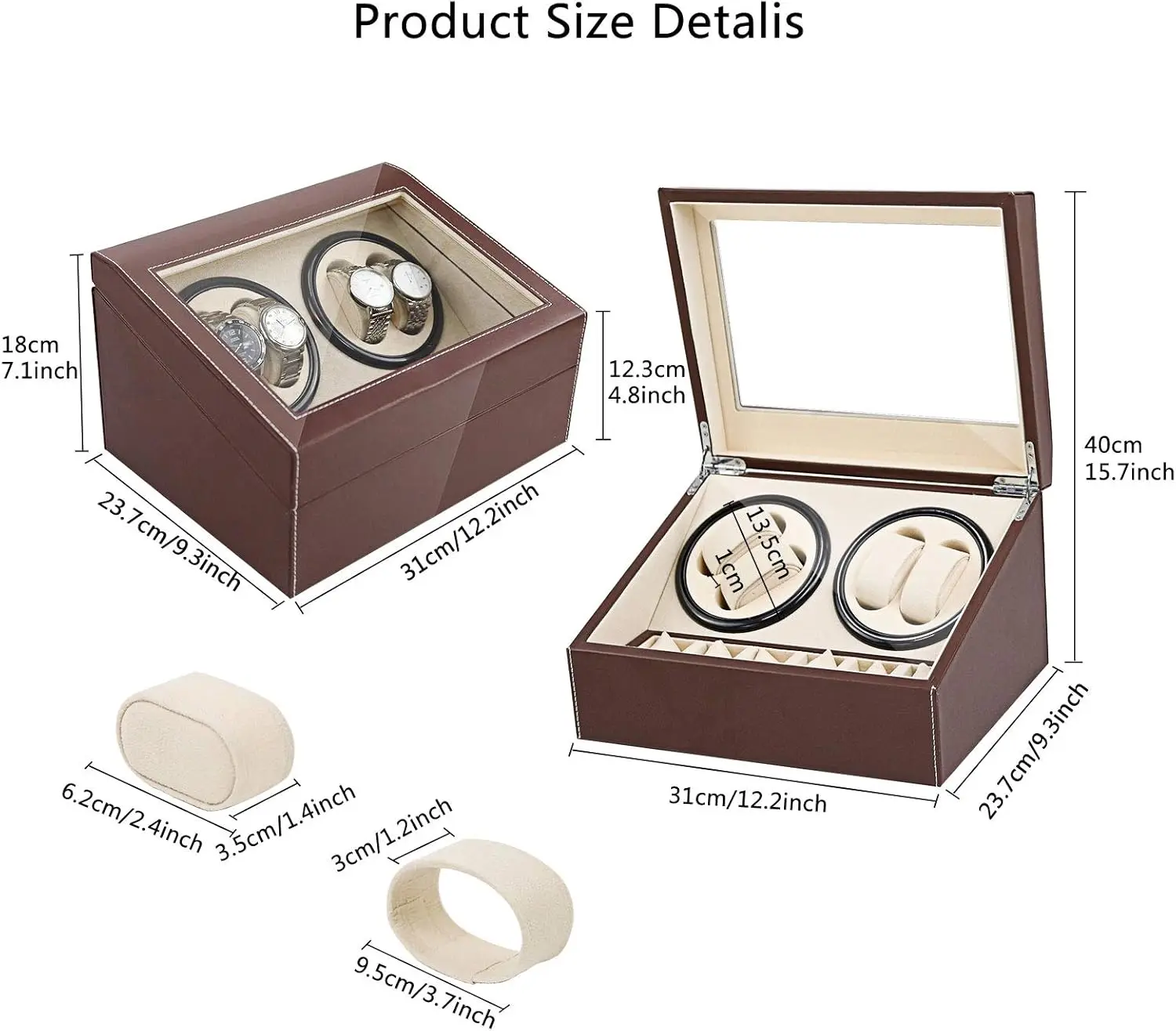 Automatic Watch Winder Storage Box for 4-6 Watches, Display Case with PU Leather