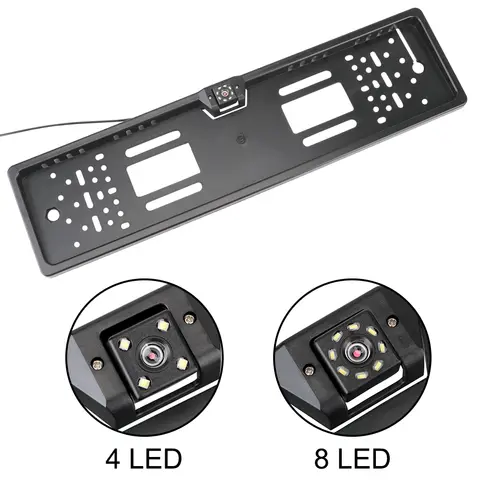 Parking Assistance Kit Auto Accessories Car Rear View Camera 4/8 LED Night Vision European Car License Plate Frame Universal
