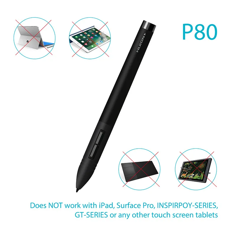 Bolígrafo Stylus P80 sin batería para H420, K58, H58L, 680S, 680TF, H610PRO, 1060PLUS, W58, DWH69, WH1409, tabletas gráficas digitales