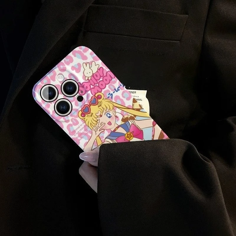 New Kawaii Sailor Moon Phone Case Anime Cartoon 16Promax Phone Case Cute Beauty Iphone15 Printed Protective Case Birthday Gifts