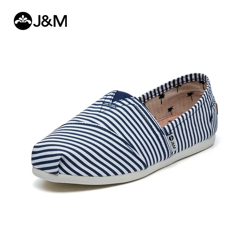 J&M Women Casual Canvas Slip On Flats 2026 Comfortable Shallow Mouth Loafers Breathable Soft Sole Office Work Commute Pumps