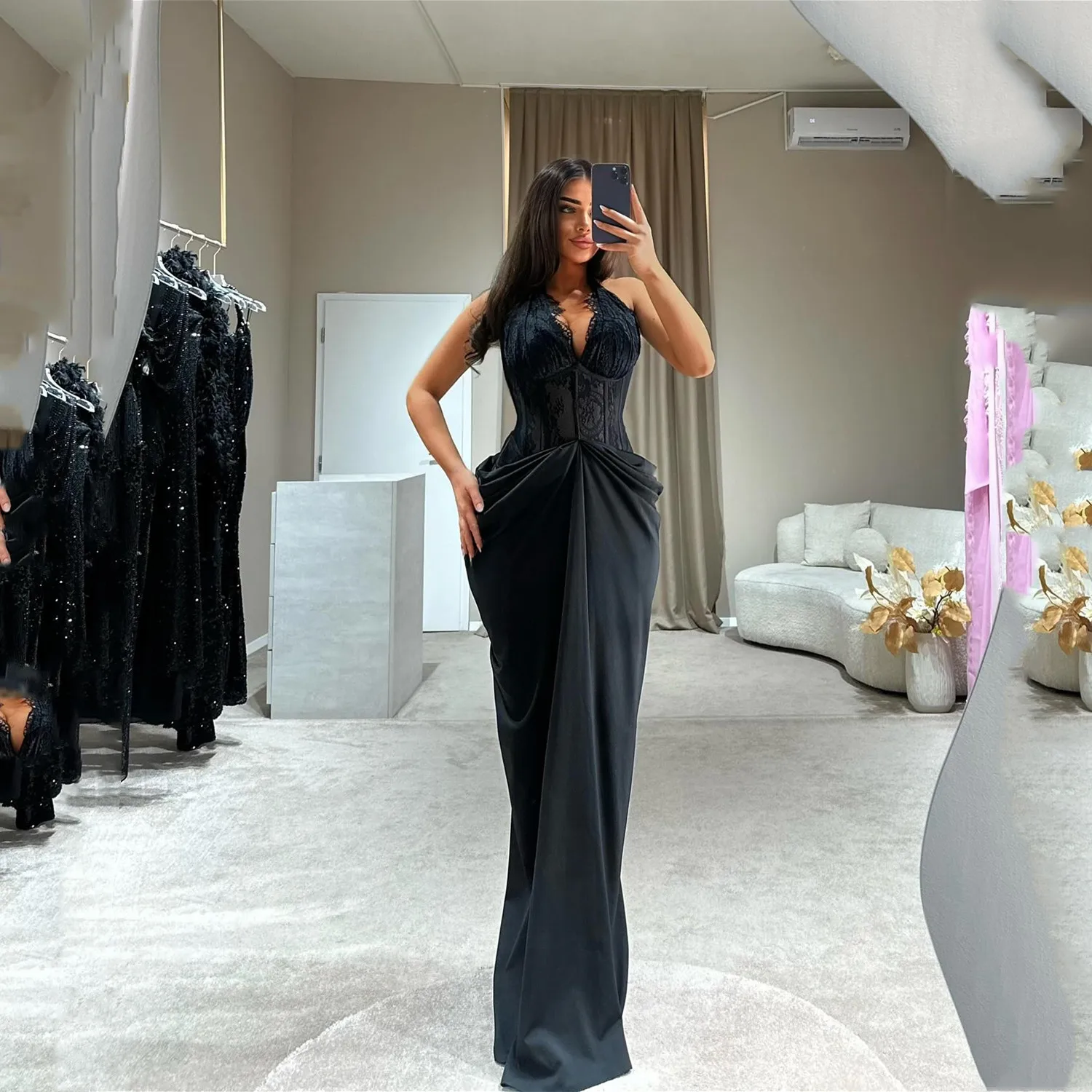 

Lucy فساتين سهرة Prom Dresses for Special Occasions Lace Women Evening Dress Black Robes of Soirée Платье Вечернее Mermaid Party