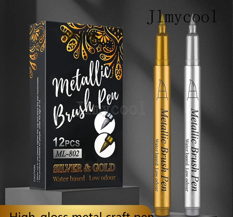Highlight Metal Marker Waterproof Gold Silver Paint Pen Photo Paper Photo DIY Greeting Card Highlight Sign-in Soft Head Pen