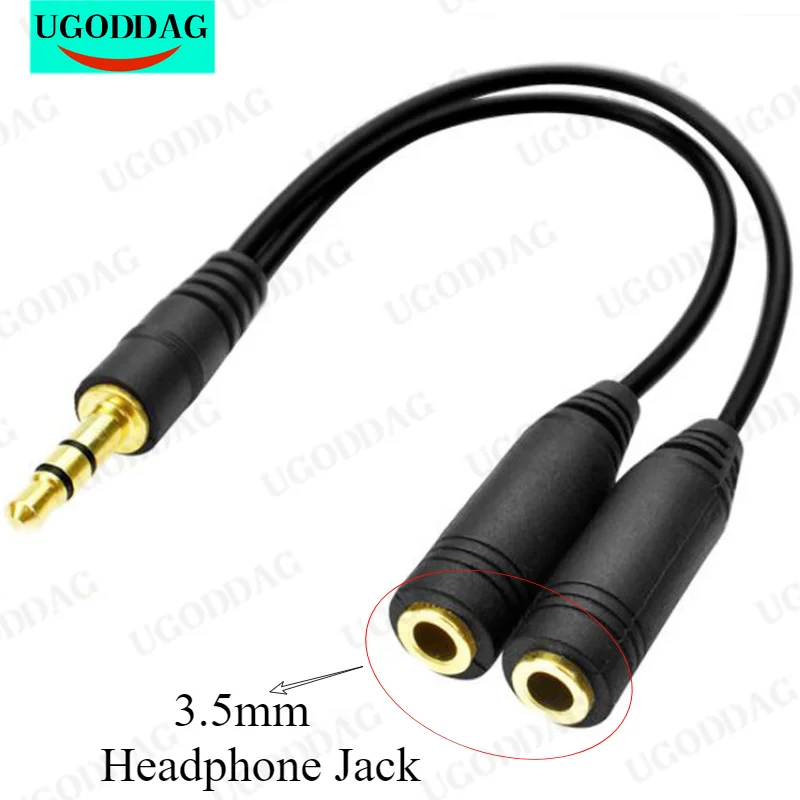 Headphone Splitter 3.5mm Extension Cable Audio Stereo Y Splitter (Hi-Fi Sound) 3.5mm Male to 2 Ports 3.5mm Female spliter